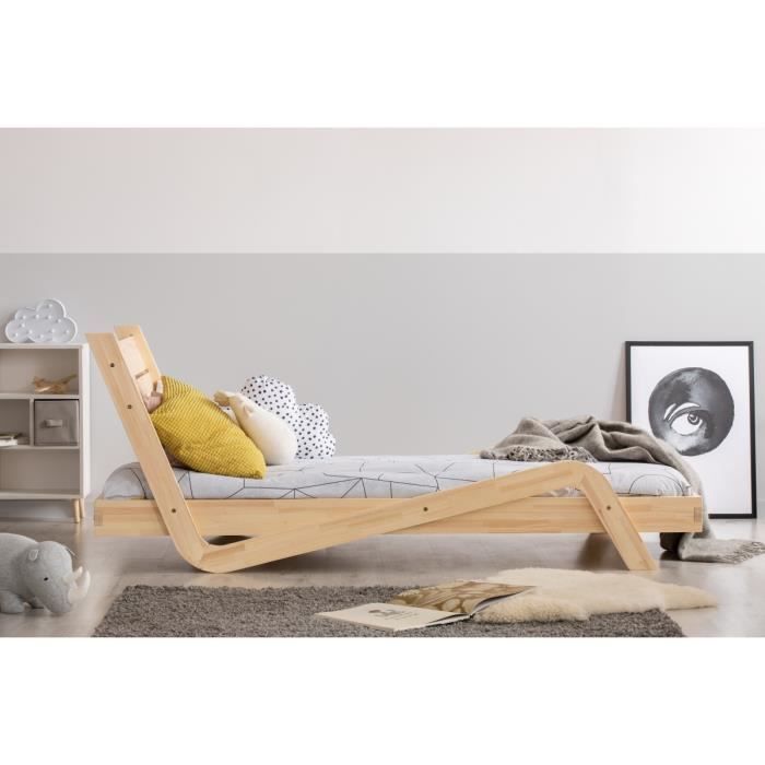 Lit Enfant 90 X 140 Cm Avec Sommier Style Moderne En Bois Naturel Modele Zz Cdiscount Maison