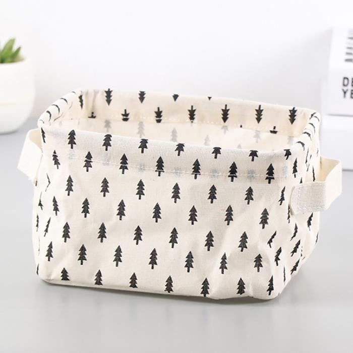 Panier Rangement Osier Et Tissu Coton-lin – Organisateur Bureau, étagère, Linge, Jouets, Déco Maison