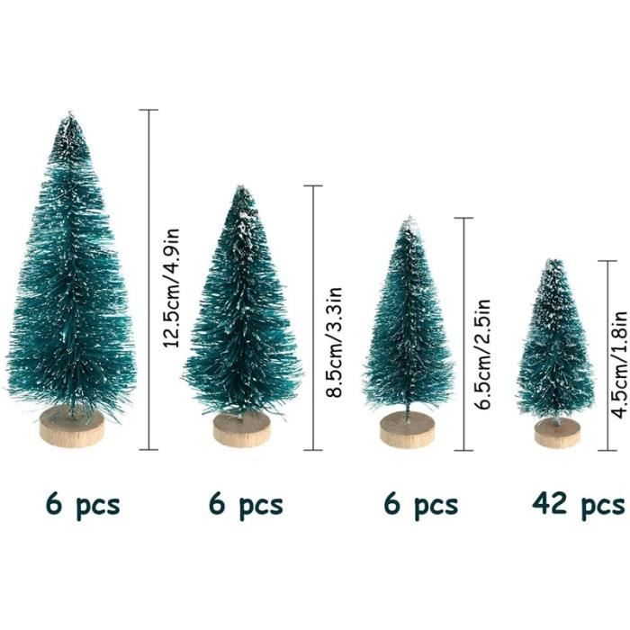3 Pièces Sapins Noël Mini Arbre Artificiel COLOFALLA - Décoration Figurine Bois Plastique 15-20-25cm