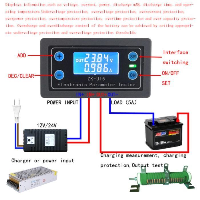 Testeur USB Doctor - Voltmètre/Ampèremètre USB - Mesure Tension, Courant, Puissance - Pour Chargeurs, Power Banks, Ports USB