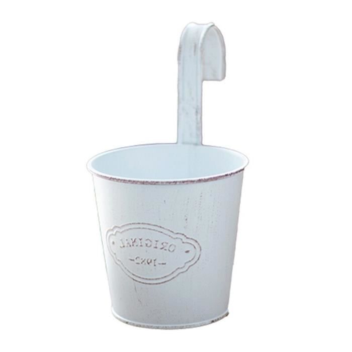 Seau Métal Galvanisé TOPBATHY 16.5cm - Mini Seau Déco Pour Plantes Ou Rangement - Poignée Métal