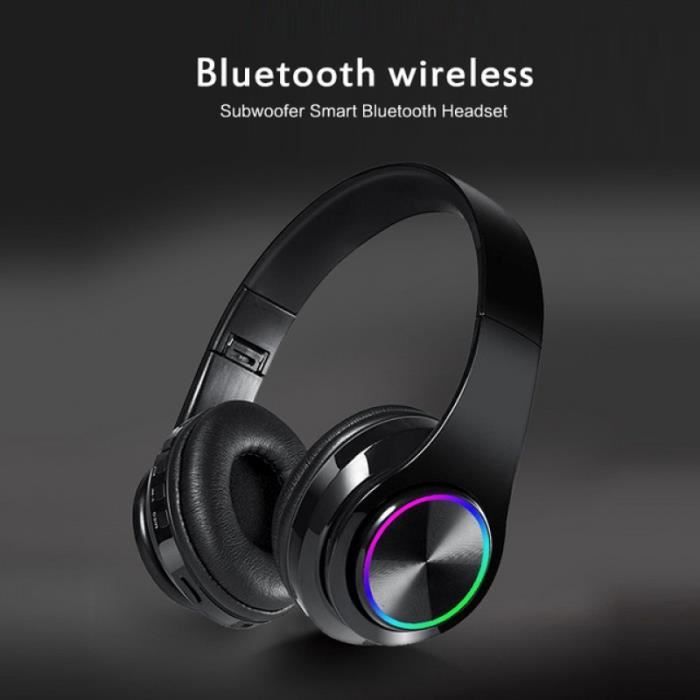 Casque Casques de jeu Bluetooth sans fil pour téléviseur Casques de musique PC Éclairage LED