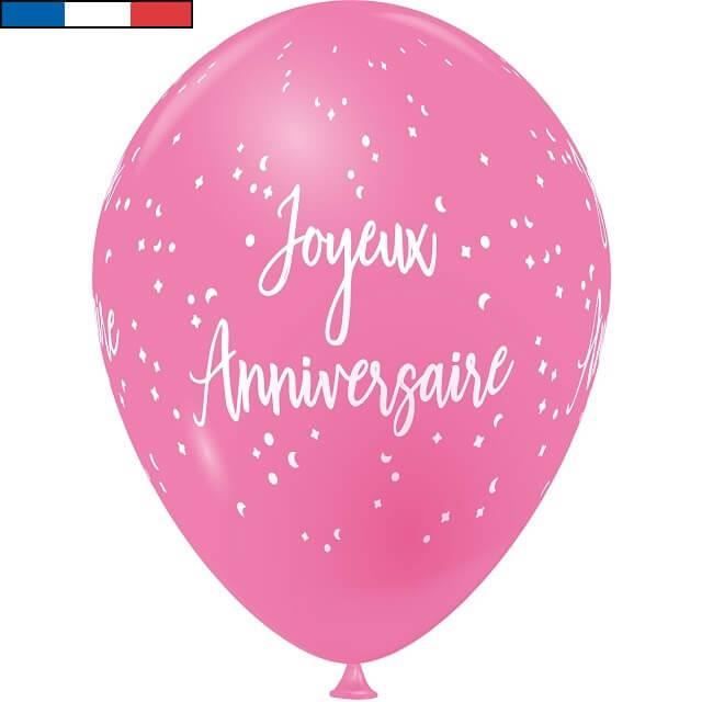 Ballon en coeur Joyeux anniversaire, français