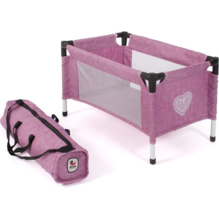 Lit de voyage pour poupées rose à pois rose - Bayer Chic