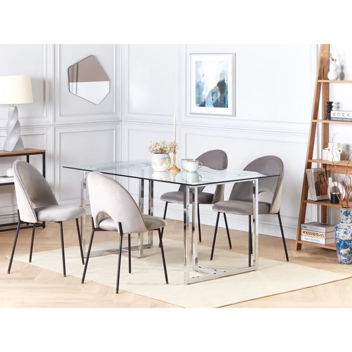 Table à Manger En Verre Roche Bobois – Modèle Axel Extensible, Piètement Acier Noir