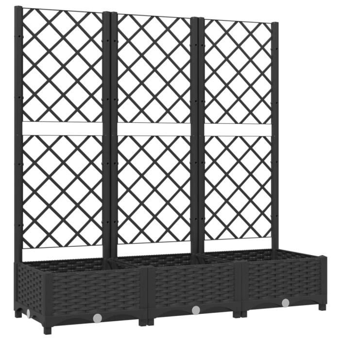 BET Jardinière avec treillis Noir 120x40x1215 cm PP BET9306191843404