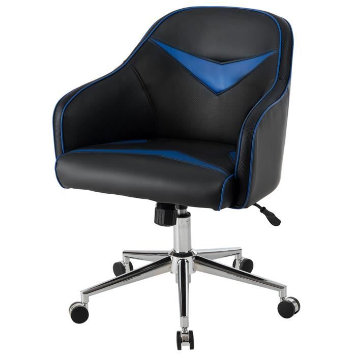 fauteuil de bureau pivotant ergonomique - costway - bleu - charge 120 kg - réglable en hauteur
