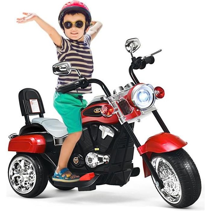 Moto Électrique pour Enfants DREAMADE - Rouge - Phare Réglable