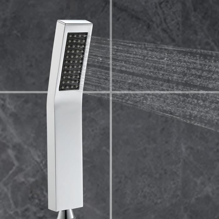 YUANNY Pommeau De Douche Pluie Carré Encastré 35x22 Cm – Chromé, Anti-Calcaire Silicone, Haute Pression & Économie D'Eau
