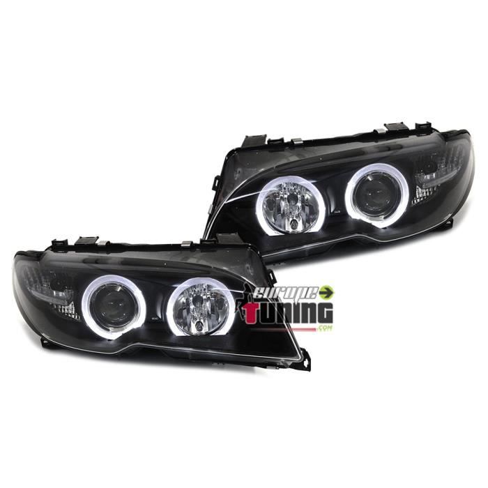 PHARES FEUX AVANTS ANGEL EYES NOIRS BMW SERIE 3 E46 COUPE / CABRIO 03-06 (03331)