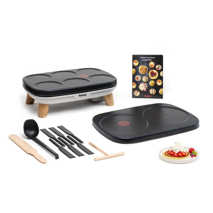 Crêpière Tefal Gourmet PY900D12 – 2 Plaques Amovibles, 1100 W