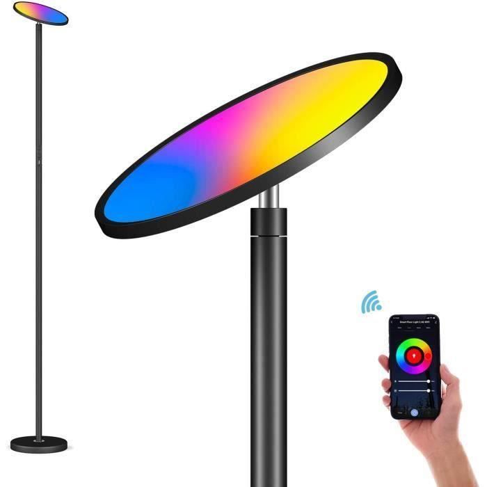 Lampadaire Avec Etagere Dimmable Lampe LED Avec Telecommande 6 Temperatures De Couleur, RGB Et Blanc Cool Et Blanc Pour Salon - Maison