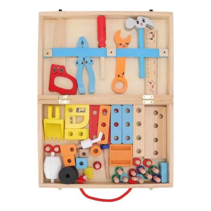 Jouet D'outil Bois Enfant, Boîte à Outils de Réparation, Jeu de
