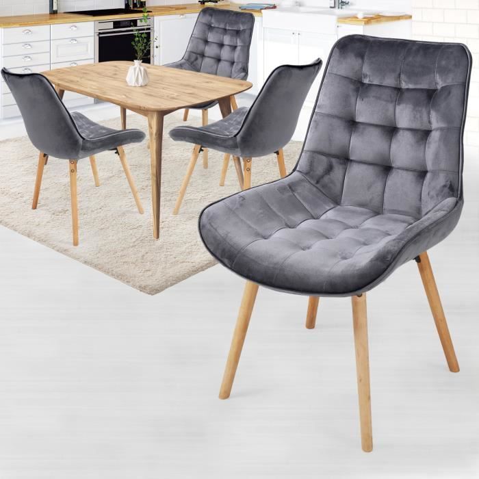 Set De 6 Chaises De Salle à Manger LEWE - Tissu Technologique Rembourré - Design Moderne