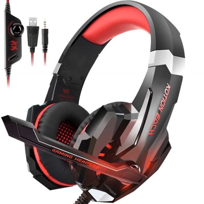 Moonmini®Casque gamer ps4. casque gamer 7.1 pour jeux .casque USB 3.5mm  avec micro et LED pour ordinateur portable - Cdiscount Informatique