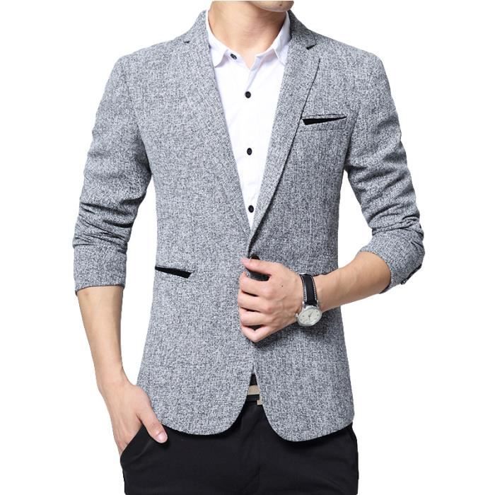 Blazer Homme En Revers Ajuste En Stretch Effet Mouchete Et Chine Gris Cdiscount Pret A Porter