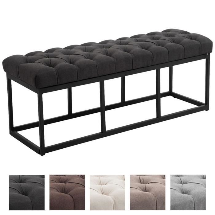 Banc - CLP - Amun - Tissu 100% polyester - Métal noir mat - Style Chesterfield