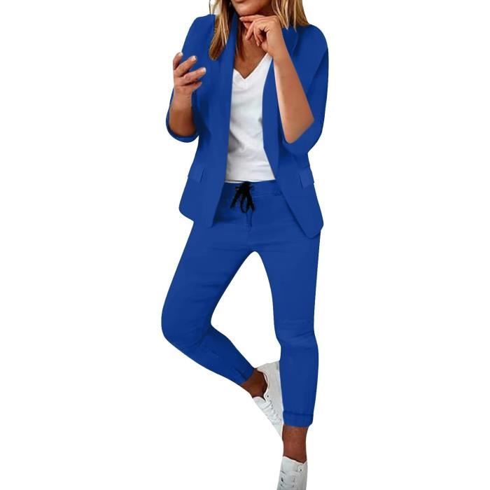 Tailleur Femme 2 PieCes Slim Couleur Unie Mode Blazer Chic et Elegant Manche Longue Col Revers Veste Manteau Ensemble Sable Sable Cdiscount Pret a Porter