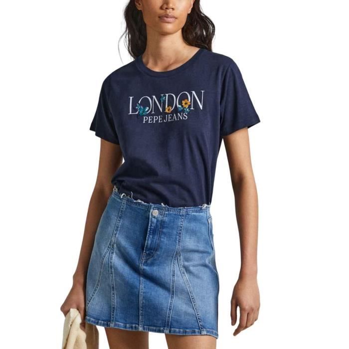 Tee shirt bleu marine pour femme sales