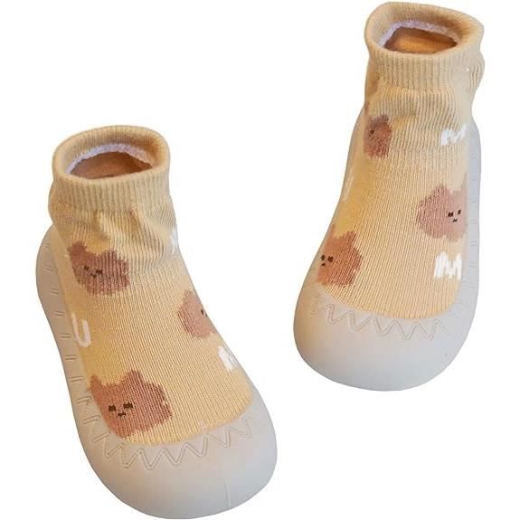 Chaussons-chaussettes avec semelles antidérapantes pour bébé fille