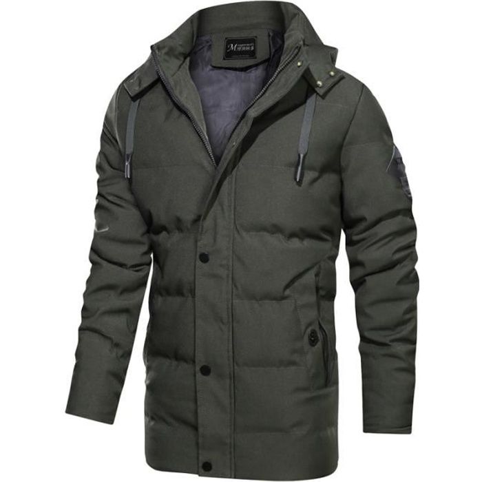Hiver Parka Homme Manteau Homme Hivers Epais Et Chaud Manteaux Thermiques De Longueur Moyenne Avec Capuche Vert Vert Cdiscount Pret A Porter