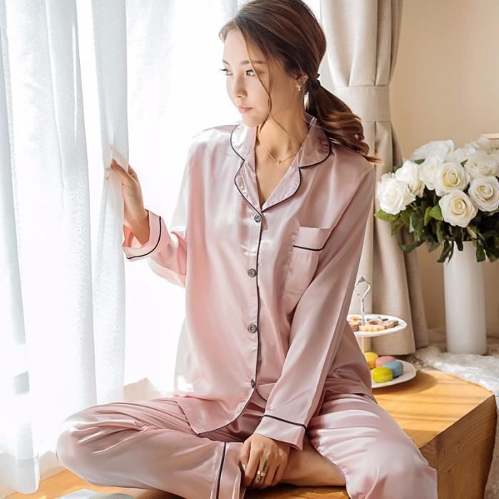 Pyjama en soie à fines brides pour femme - Pyjama D'Or