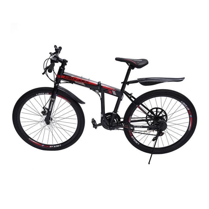 VTT pliant en acier a haute teneur en carbone b r 21 vitesses freins a disque noir Cdiscount Sport