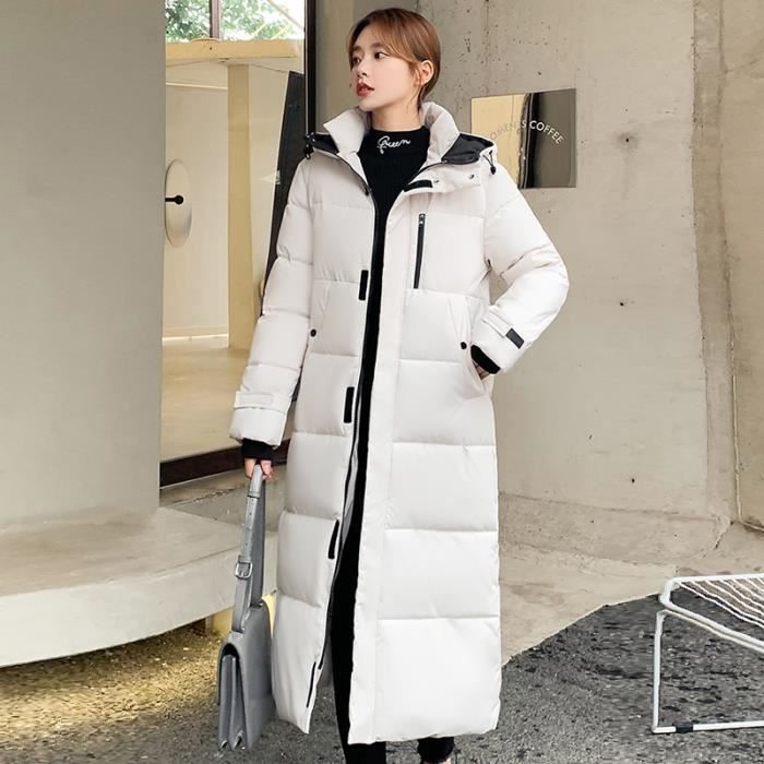 X-long hiver femmes ?�pais Parkas d?�contract?� ?� capuche vers le bas coton veste pour femme solide 