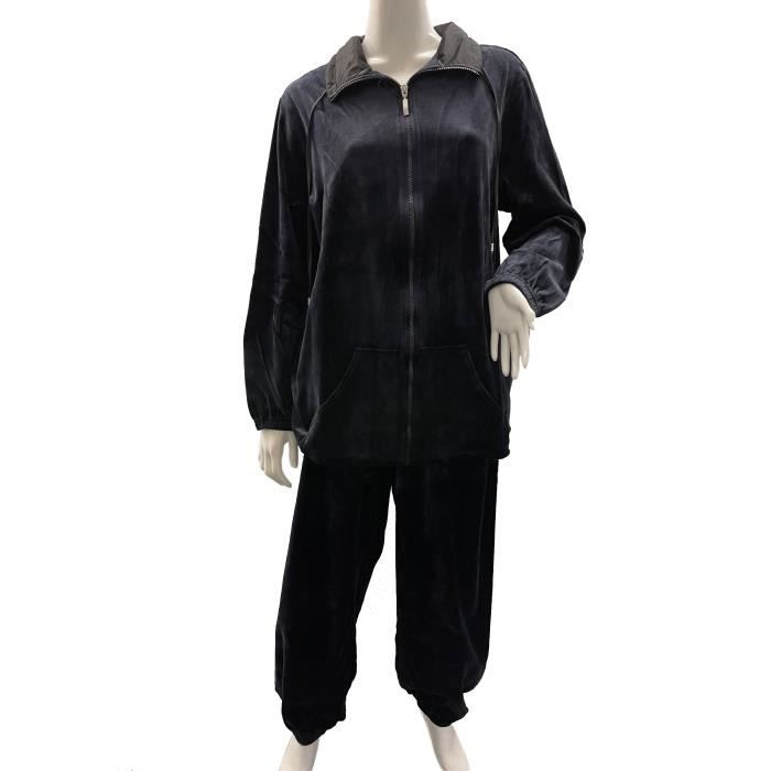 raikou ensemble de vêtements de sport velours yoga gilet zippé jogging survêtement homewear 2 pièces noir t36-48