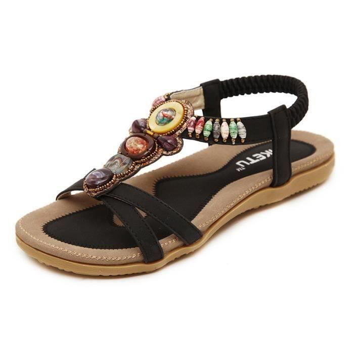 Sandales Basses Femme En Cuir Made In Italy - Modèle Esclave Noir, Fait Main