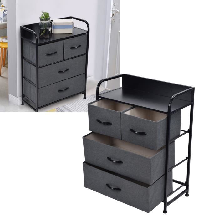 Commode VidaXL Commode, Buffet Avec 4 Tiroirs, Armoire De Rangement, Meuble De Salon Salle De