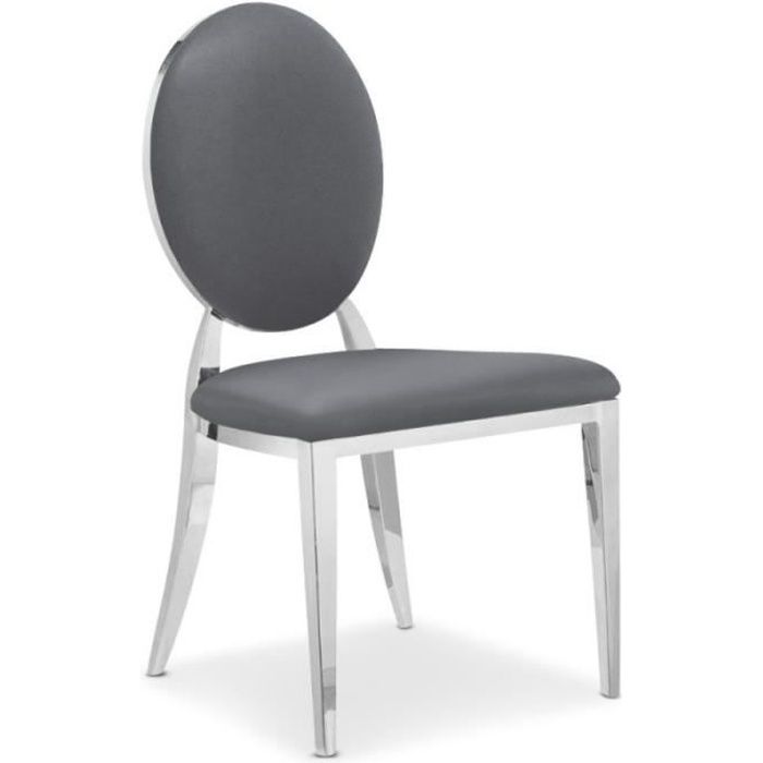 lot de 4 chaises médaillon paris prix tatianna 90cm gris - pieds en métal brillant - design contemporain
