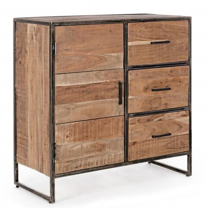 buffet en bois avec 1 porte et 3 tiroirs dim l 90 x p 40 x h 90 cm cdiscount maison