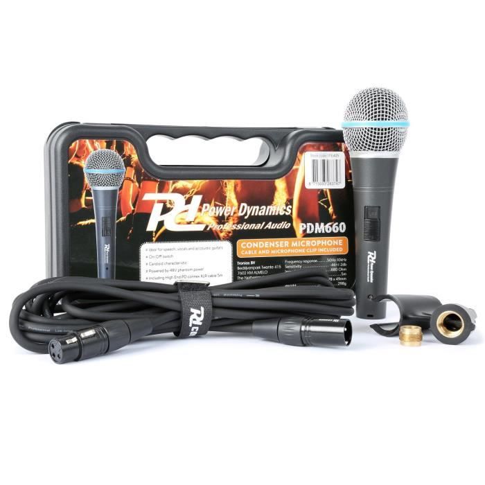 Microphone à condensateur - POWER DYNAMICS - PDM660 - Noir - Filaire - Sensibilité -46 dB