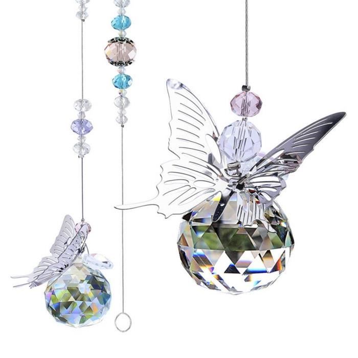 Suncatcher Papillon Fait à La Main, Suncatcher Suspendu à La Fenêtre En Acrylique, Suncatcher Papillon Papillon De Lune, Décor De Vitrail Papillon De Jardin Extérieur(H