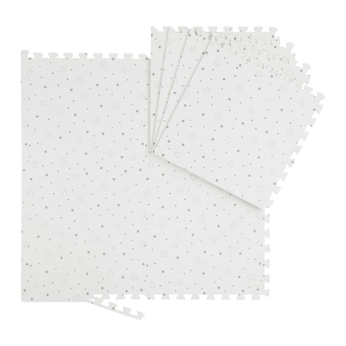Relaxdays Tapis puzzle motif étoiles 8 pièces mousse EVA sans substances nocives bébé enfants 50x50cm blanc/gris