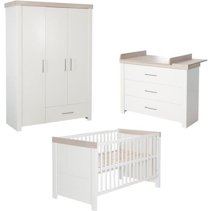 ROBA Chambre B&eacute;b&eacute; Compl&egrave;te ""Lucy"" - Lit 70x140 cm + Commode &agrave; langer + Armoire