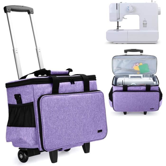 Sac De Transport Yarwo Pour Surjeteuses - Avec Planche Bois Support, Poches Organisatrices - 38x31x35cm