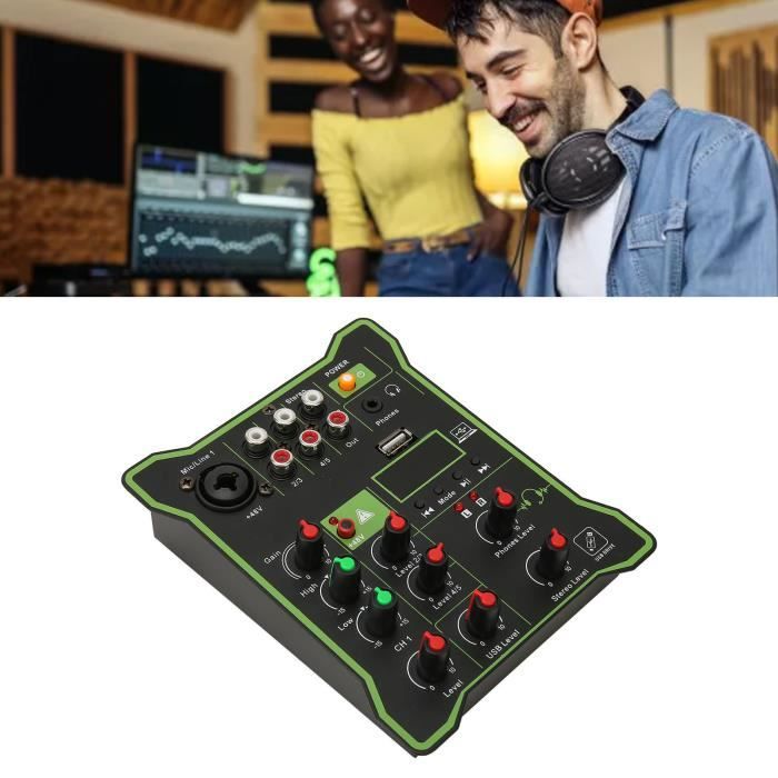 Console Mixage 4 Canaux USB/BT - Table De Mixage Portable Avec Effets - Pour Home Studio Et Karaoké