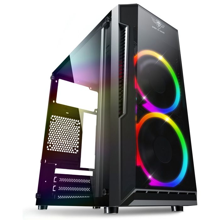 Boitier PC Gamer RGB Noir, Moyen Tour Gaming Vide, 3 Ventilateurs, ATX, ITX