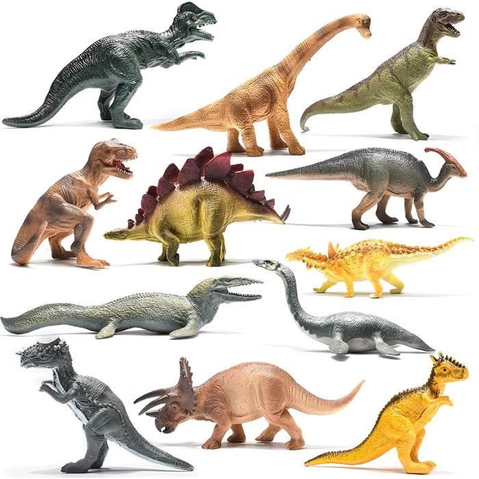 Figurines dinosaures tube 12 animaux disparus jouets qualité pas cher