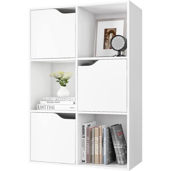 FirFurd Bibliothèque Blanche 120x30x188.7 Cm - Meuble De Rangement Avec 12 Étagères Solides Pour Salon, Bureau Et Cuisine