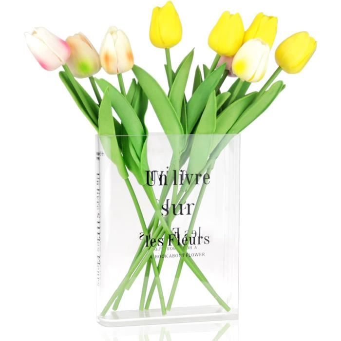 Vase En Forme De Livre Transparent - Vase Livre Acrylique Pour Fleurs Et Décoration Intérieure