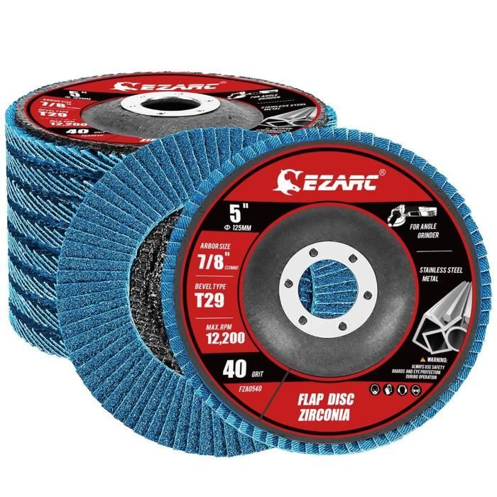 Lot De 10 Disques Abrasifs Zirconium 125x11 Mm Grain 40 - Compatible Système X-Lock Et Filetage M14 - Pour Meuleuse D'angle