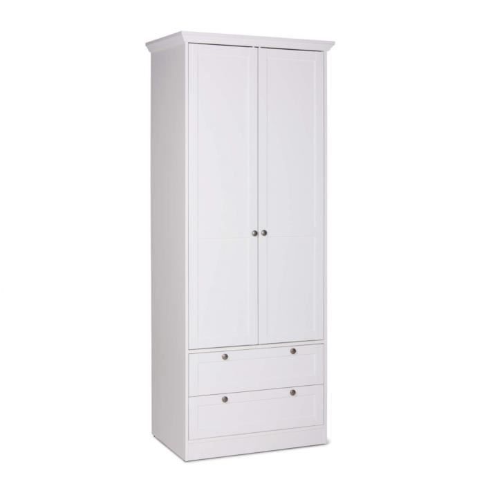 Armoire bébé 2 portes 2 tiroirs en bois blanc AR7084 Blanc Terre