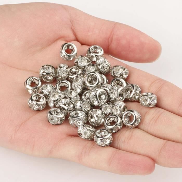 Weebee Lot De 100 Perles D'espacement En Forme De Rondelles En Cristal Plaqu Argent Tch Que~p113311705