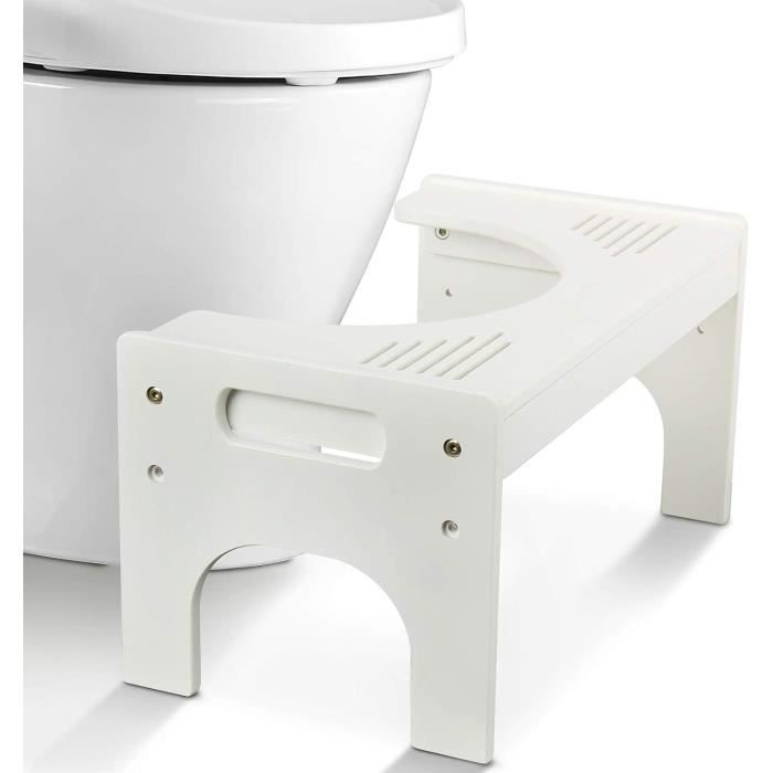 Tabouret de toilette en bois - Repose-pieds avec hauteur réglable - En  bambou - Antidérapant - Pour la prévention des hémorroïdes et de la