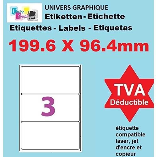 100 Planches Étiquettes Autocollantes 63.5 X 29.6 Mm - 2700 Étiquettes Blanches Mate Laser Jet D'Encre
