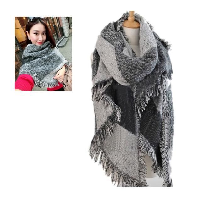 Écharpe Femme Chaude Et Douce - Grande écharpe Plaid Avec Glands, Hiver Automne
