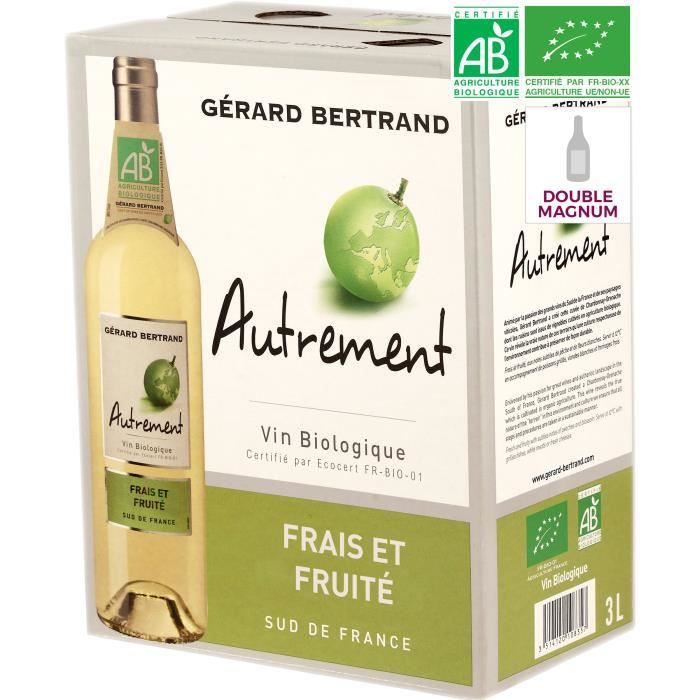 bib 3l gerard bertrand autrement blanc vin de france vin blanc de france bio la cave cdiscount